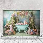 Aperturee - Cyan Cart Leaf Floral Spring Backdrop For Photo